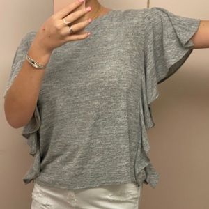 GAP grey ruffled shirt